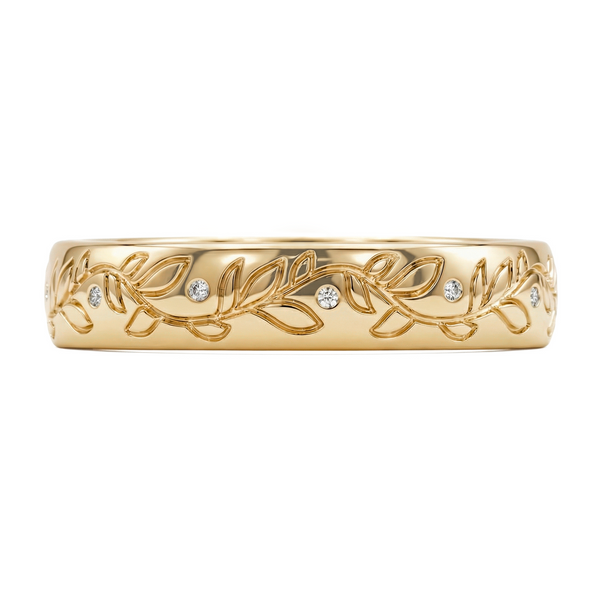 LUCCE ECUADORIAN™ Fili 4mm Natural Diamond 0.03ctw 18K Yellow Gold