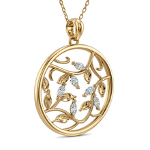 Load image into Gallery viewer, LUCCE ECUADORIAN Marquise diamonds in intertwining vines encase round pendant in white, yellow and rose gold and platinum
