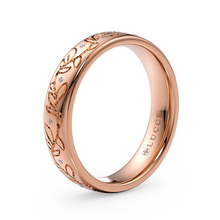 Load image into Gallery viewer, LUCCE Carved Wedding Band with Round Diamonds in Gold or Platinum
