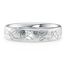 Load image into Gallery viewer, LUCCE Carved Wedding Band with Round Diamonds in Gold or Platinum
