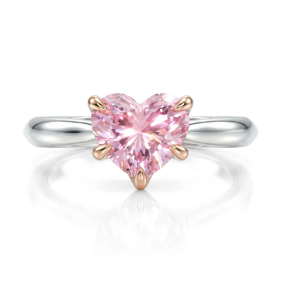 Load image into Gallery viewer, LUCCE ECUADORIAN™ Heart ROSÉ™ Pink Lab Diamond 2.01ct Fancy Intense Pink VS1 IGI Platinum and 18K Rose Gold Prongs
