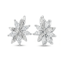 Load image into Gallery viewer, LUCCE ECUADORIAN Earrings with leaf motifs and marquise diamond cluster earrings in white, yellow and rose gold and platinum
