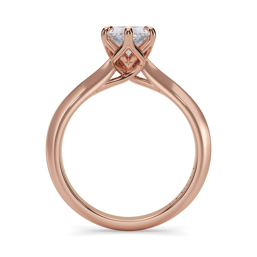 Load image into Gallery viewer, LUCCE Knife Edge Cathedral Marquise Diamond Solitaire Engagement Ring with Overlapping Petal Prongs in Gold or Platinum
