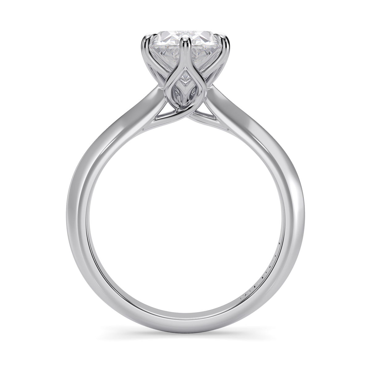 Load image into Gallery viewer, LUCCE Knife Edge Cathedral Oval Diamond Solitaire Engagement Ring with Overlapping Petal Prongs in Gold or Platinum
