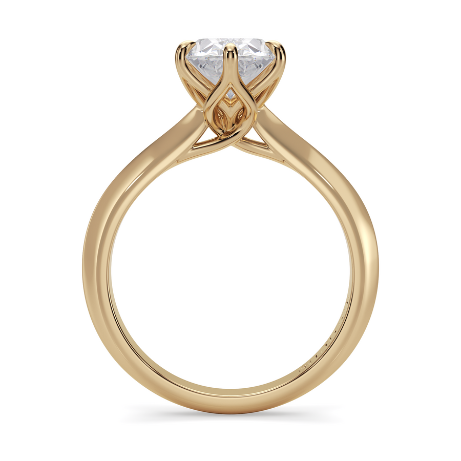 Load image into Gallery viewer, LUCCE Knife Edge Cathedral Oval Diamond Solitaire Engagement Ring with Overlapping Petal Prongs in Gold or Platinum
