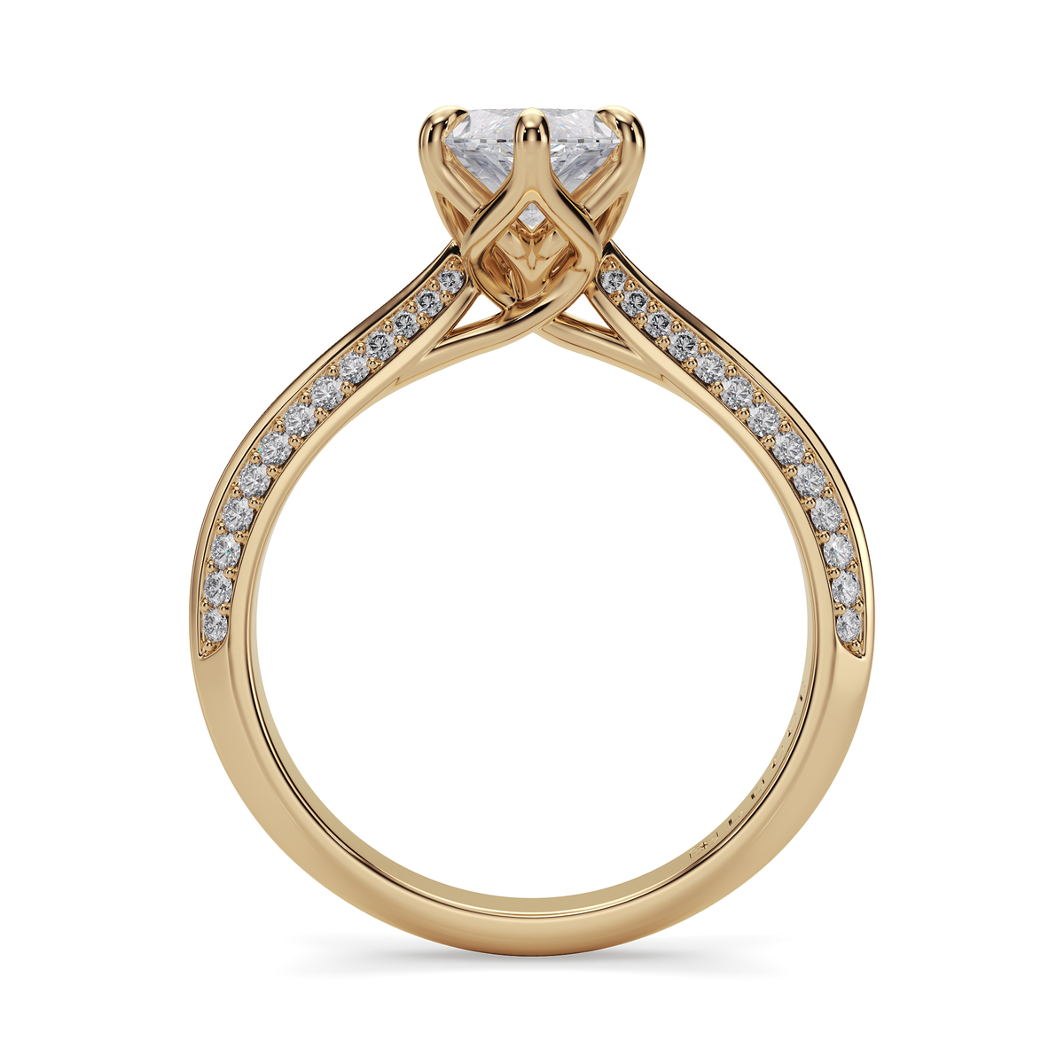 Load image into Gallery viewer, LUCCE Knife Edge Cathedral Marquise Diamond Pavé Engagement Ring with Overlapping Petal Prongs in Gold or Platinum
