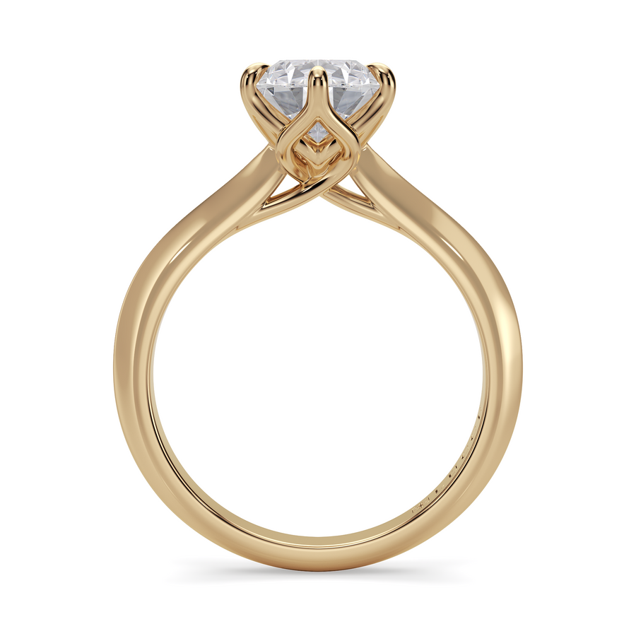 Load image into Gallery viewer, LUCCE Knife Edge Cathedral Pear Diamond Solitaire Engagement Ring with Overlapping Petal Prongs in Gold or Platinum
