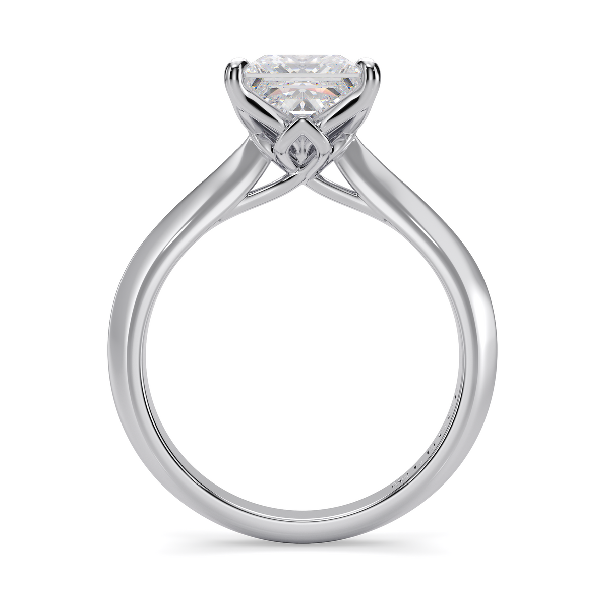 Load image into Gallery viewer, LUCCE Knife Edge Cathedral Princess Green Diamond Solitaire Engagement Ring with Overlapping Petal Prongs in Gold or Platinum
