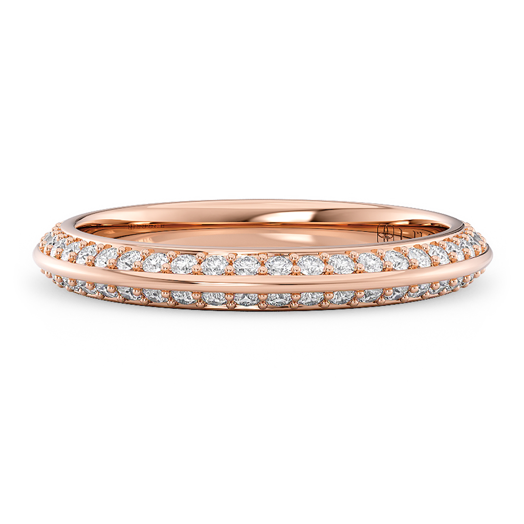 Load image into Gallery viewer, LUCCE Knife Edge Pave Diamond Half Eternity Wedding Ring in Gold or Platinum 
