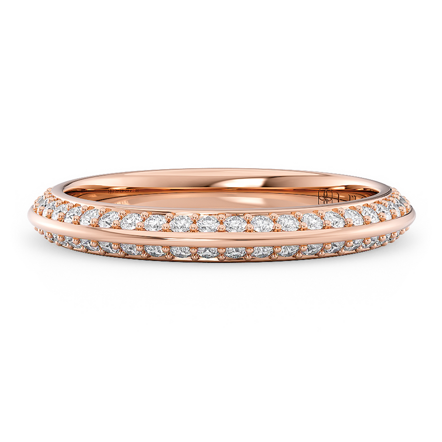 Load image into Gallery viewer, LUCCE Knife Edge Pave Diamond Half Eternity Wedding Ring in Gold or Platinum 
