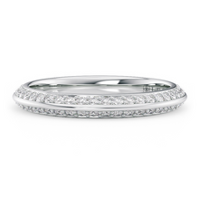 Load image into Gallery viewer, LUCCE Knife Edge Pave Diamond Half Eternity Wedding Ring in Gold or Platinum 
