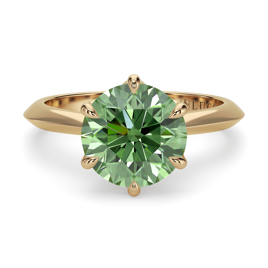 Load image into Gallery viewer, LUCCE ECUADORIAN™ Round VERDANT™ Lab Diamond 1.00ct Fancy Vivid Green VS1 Id IGI 18K Yellow Gold
