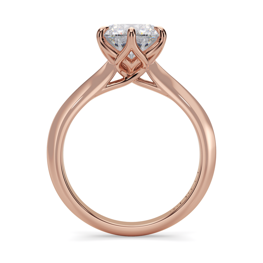 Load image into Gallery viewer, LUCCE Knife Edge Cathedral Round Diamond Solitaire Engagement Ring with Overlapping Petal Prongs in Gold or Platinum
