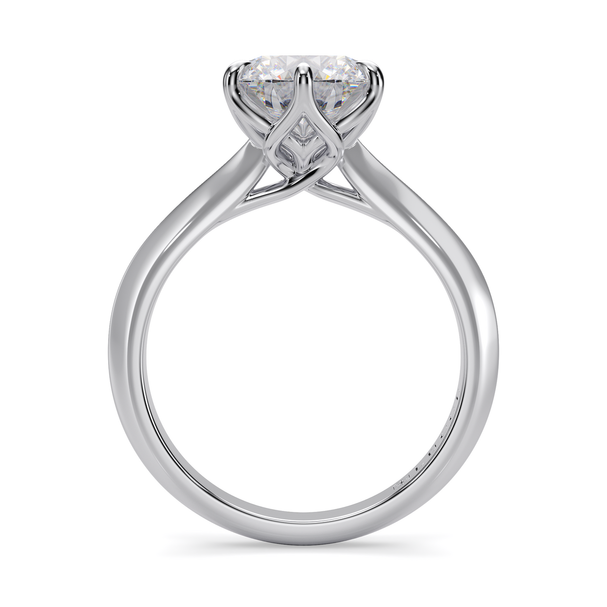 Load image into Gallery viewer, LUCCE Knife Edge Cathedral Round Diamond Solitaire Engagement Ring with Overlapping Petal Prongs in Gold or Platinum
