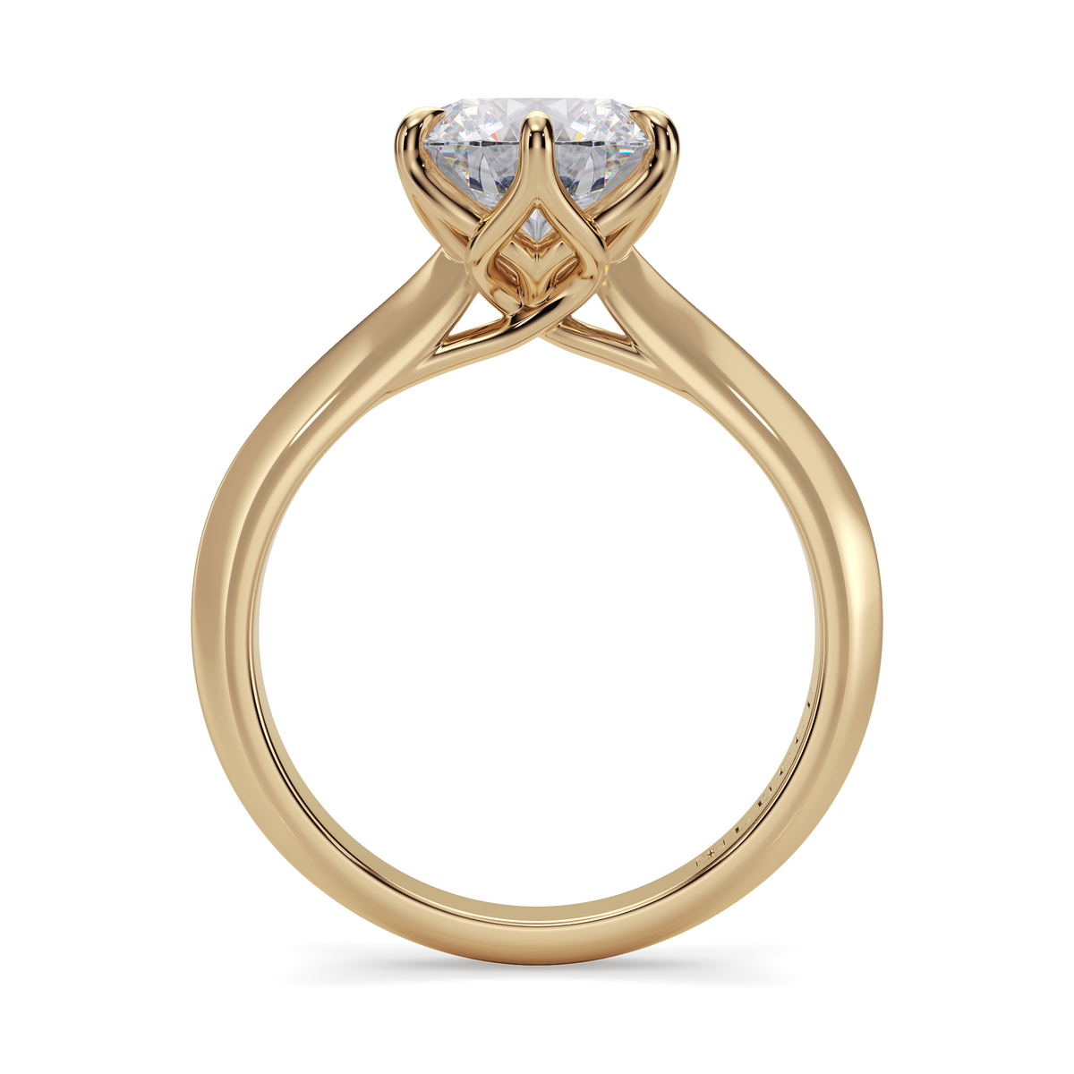 Load image into Gallery viewer, LUCCE Knife Edge Cathedral Round Diamond Solitaire Engagement Ring with Overlapping Petal Prongs in Gold or Platinum

