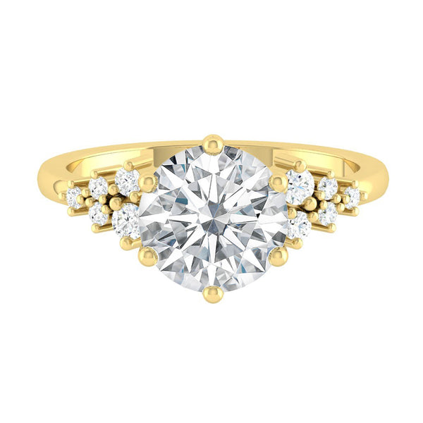 Lucce Ellia Round Lab Diamond 1.27ct E VVS2 ld IGI 14K Yellow Gold