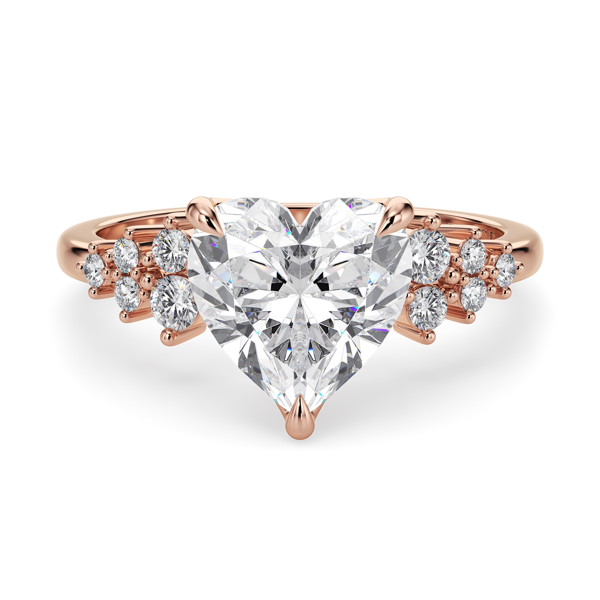 Load image into Gallery viewer, LUCCE Cluster Heart Diamond Engagement Ring with Petal Prongs in Gold or Platinum

