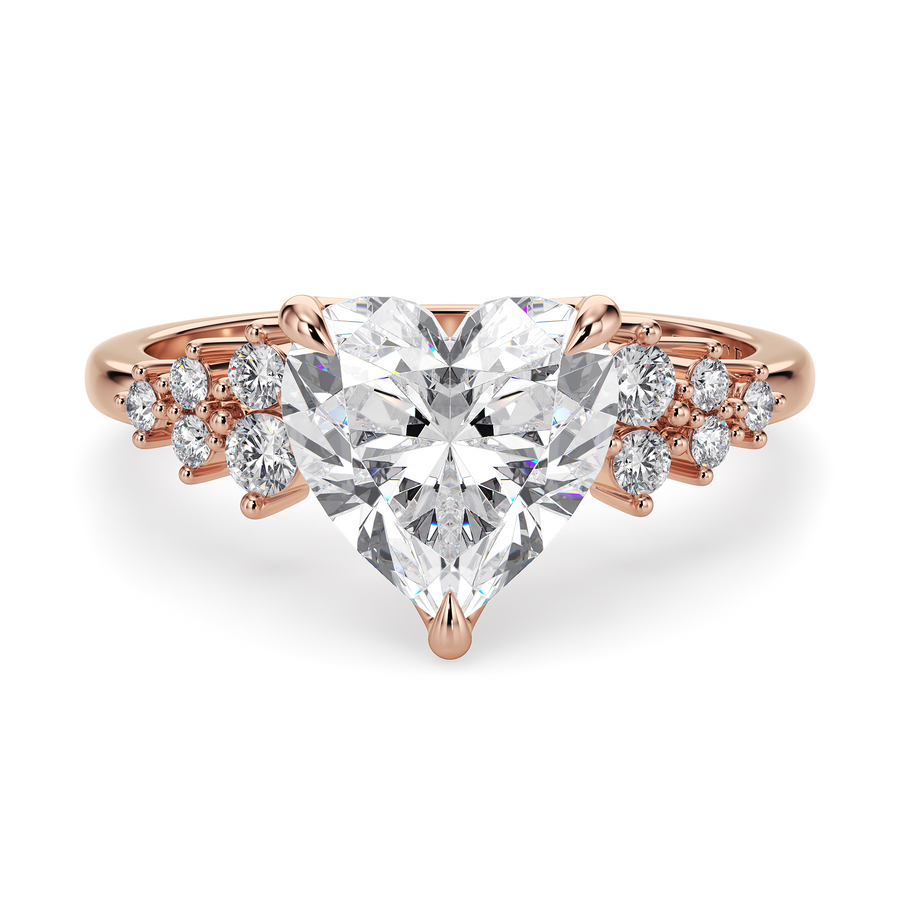 Load image into Gallery viewer, LUCCE Cluster Heart Diamond Engagement Ring with Petal Prongs in Gold or Platinum
