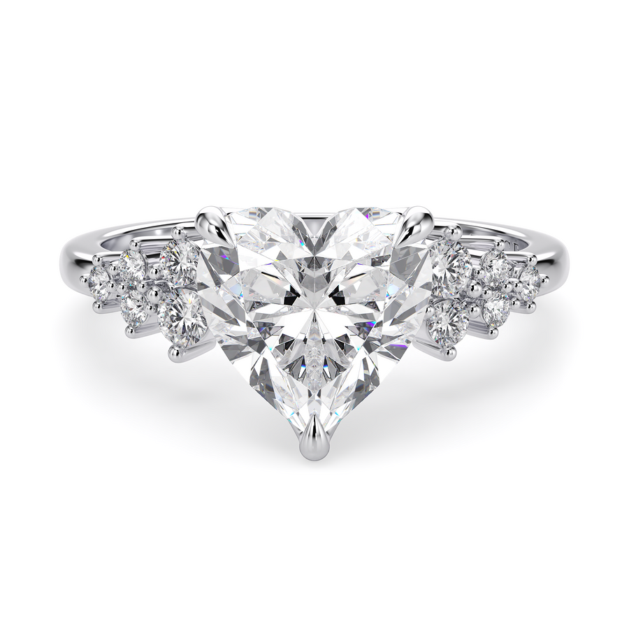 Load image into Gallery viewer, LUCCE Cluster Heart Diamond Engagement Ring with Petal Prongs in Gold or Platinum
