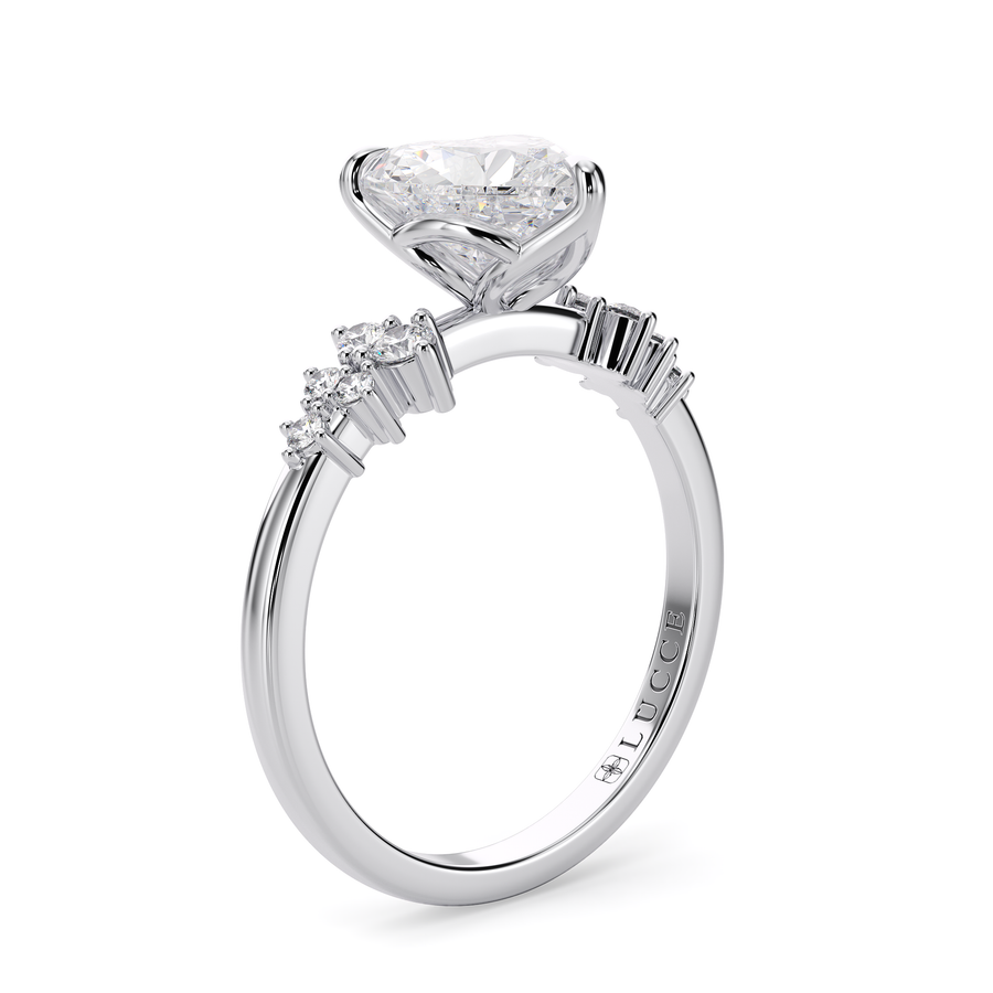 Load image into Gallery viewer, LUCCE Cluster Heart Diamond Engagement Ring with Petal Prongs in Gold or Platinum
