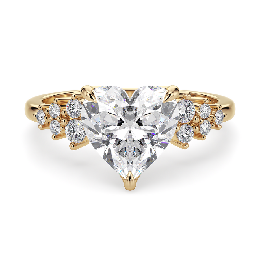 Load image into Gallery viewer, LUCCE Cluster Heart Diamond Engagement Ring with Petal Prongs in Gold or Platinum
