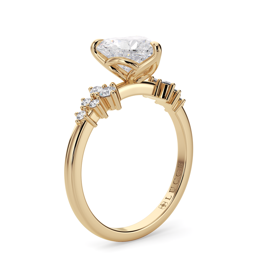Load image into Gallery viewer, LUCCE Cluster Heart Diamond Engagement Ring with Petal Prongs in Gold or Platinum
