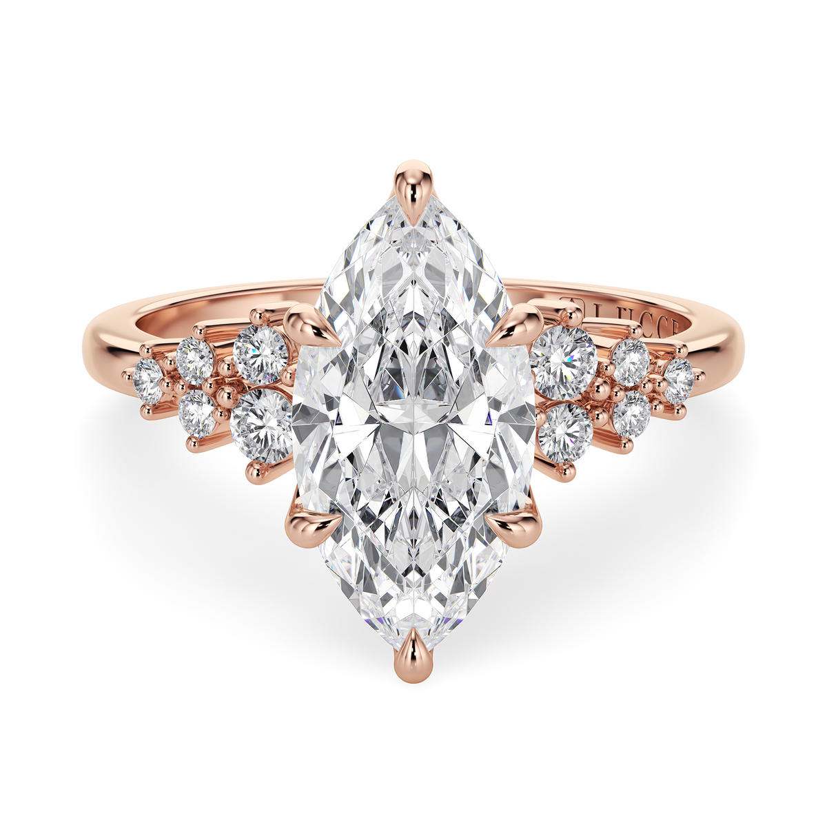 Load image into Gallery viewer, LUCCE Cluster Marquise Diamond Engagement Ring with Petal Prongs in Gold or Platinum
