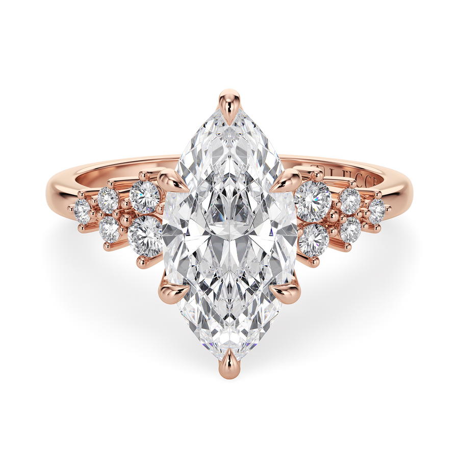 Load image into Gallery viewer, LUCCE Cluster Marquise Diamond Engagement Ring with Petal Prongs in Gold or Platinum
