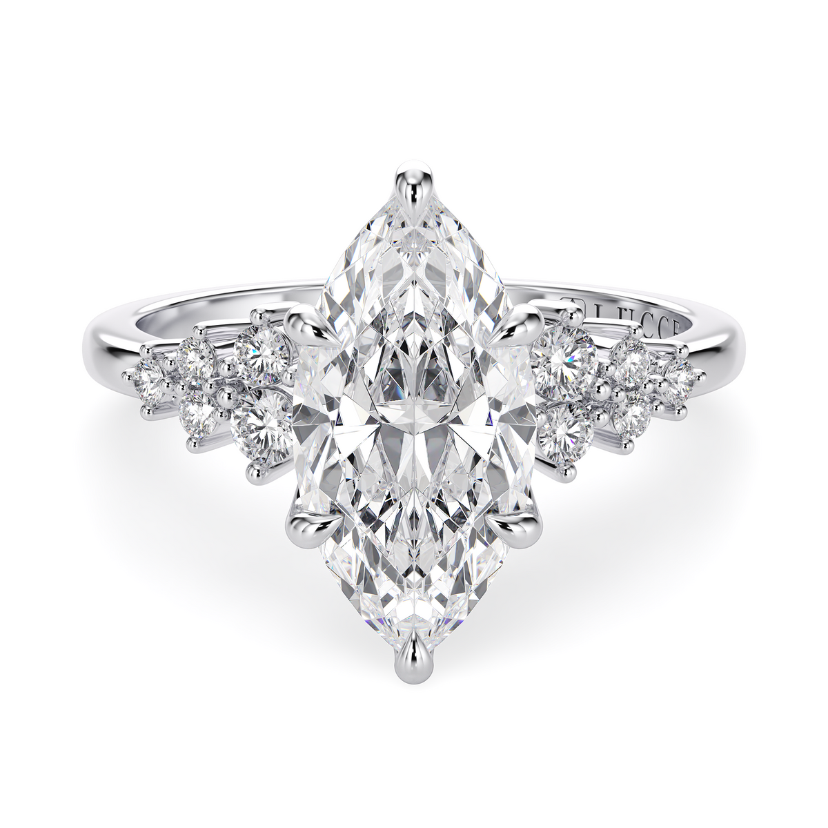 Load image into Gallery viewer, LUCCE Cluster Marquise Diamond Engagement Ring with Petal Prongs in Gold or Platinum
