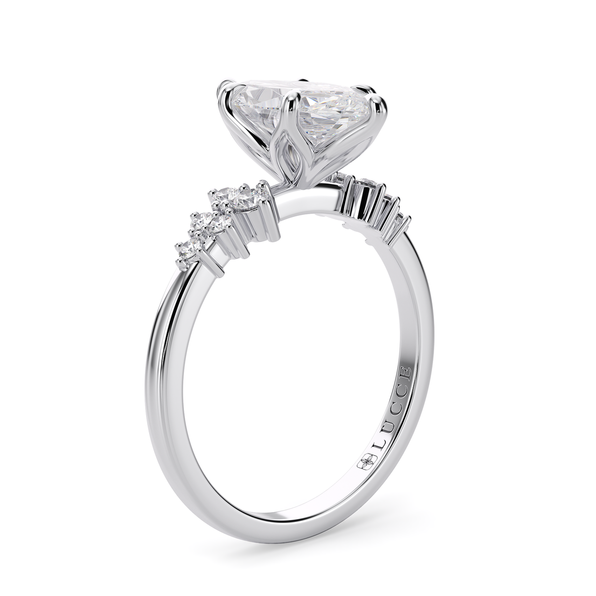 Load image into Gallery viewer, LUCCE Cluster Marquise Diamond Engagement Ring with Petal Prongs in Gold or Platinum
