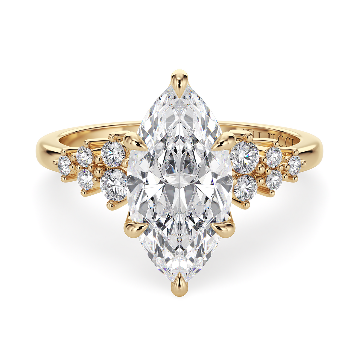 Load image into Gallery viewer, LUCCE Cluster Marquise Diamond Engagement Ring with Petal Prongs in Gold or Platinum
