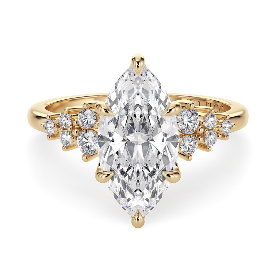 Load image into Gallery viewer, LUCCE Cluster Marquise Diamond Engagement Ring with Petal Prongs in Gold or Platinum
