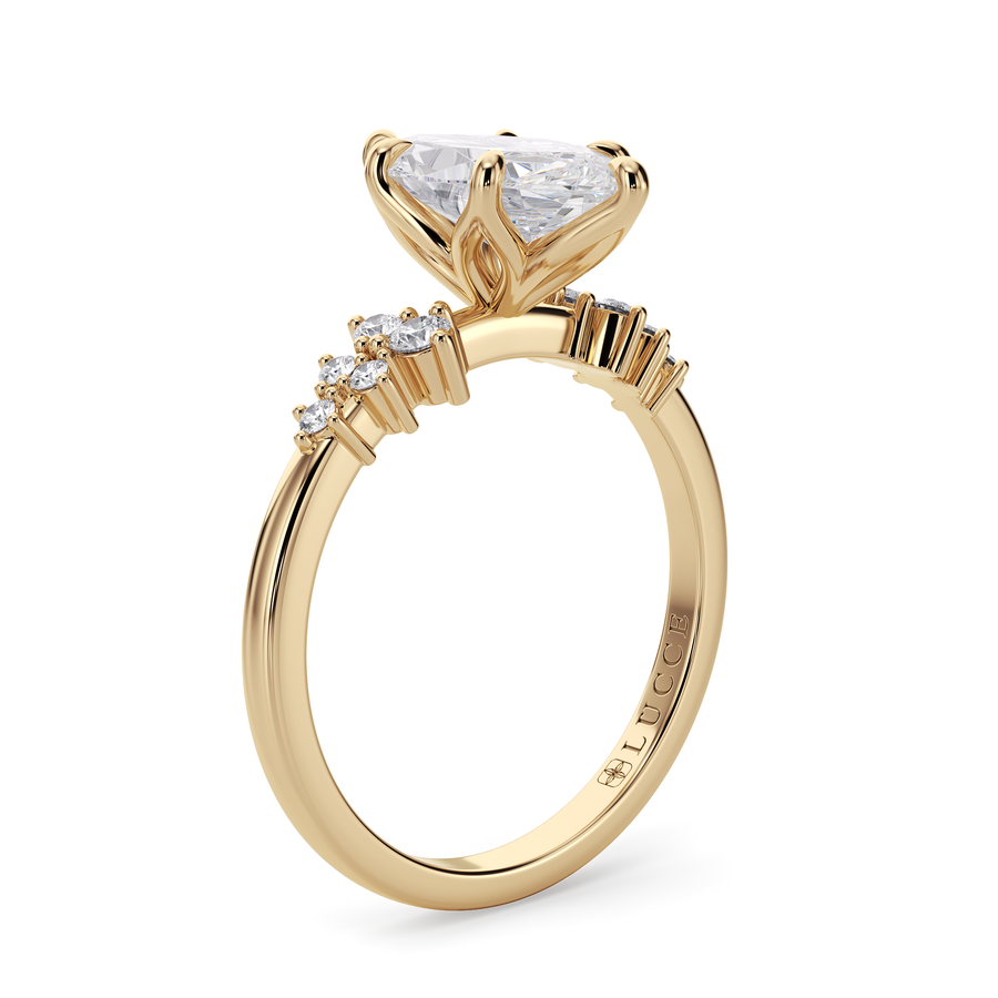 Load image into Gallery viewer, LUCCE Cluster Marquise Diamond Engagement Ring with Petal Prongs in Gold or Platinum
