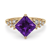 LUCCE ELLIA™ Princess AURORA™ Purple Amethyst 1.00ct 14K Yellow Gold