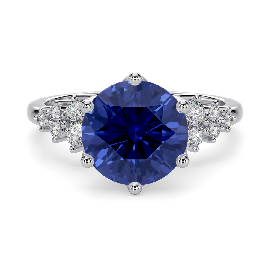 Load image into Gallery viewer, LUCCE ELLIA™ Round AURORA™ Blue Sapphire 1.00ct 14K White Gold
