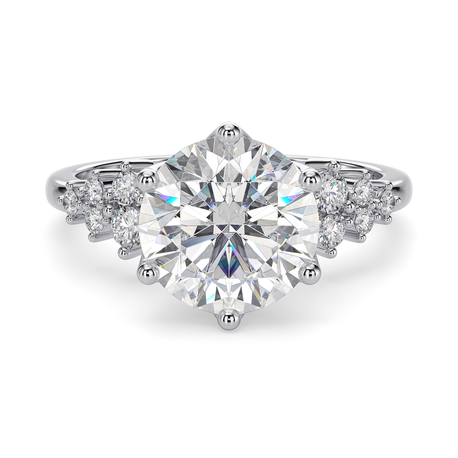 Load image into Gallery viewer, LUCCE Cluster Round Diamond Engagement Ring with Petal Prongs in Gold or Platinum
