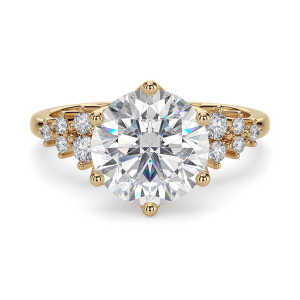 LUCCE ELLIA Round Lab Diamond 1.36ct D VVS2 Id IGI 18K Yellow Gold