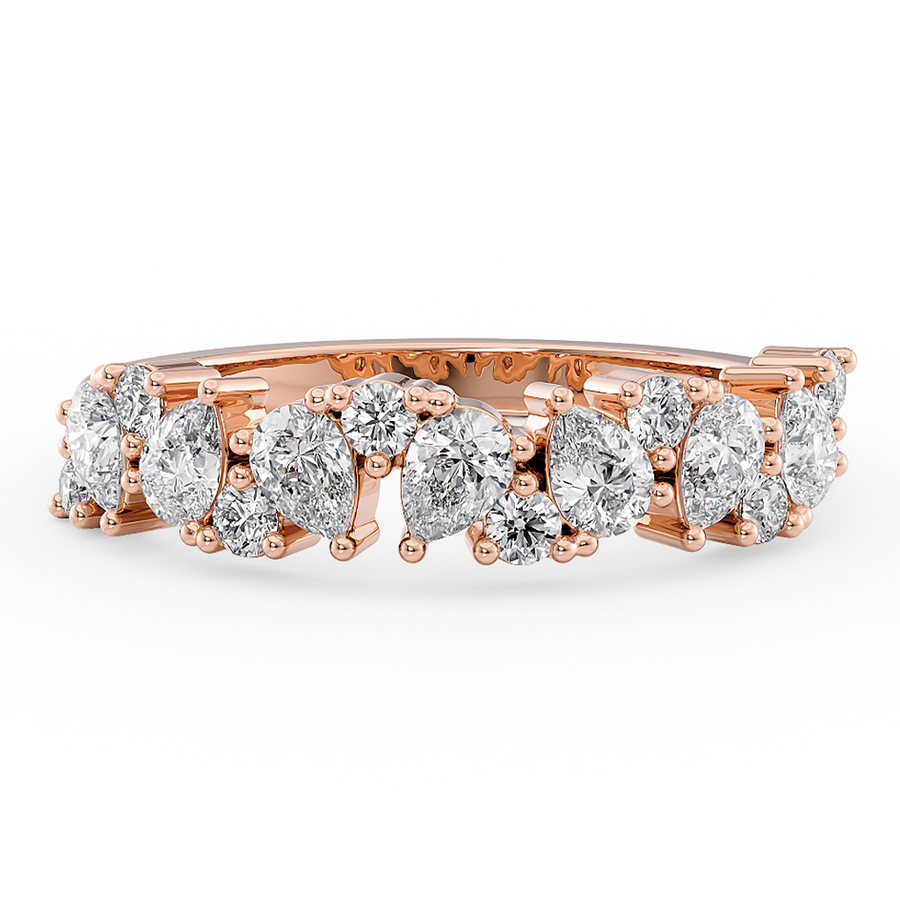 Load image into Gallery viewer, LUCCE Half LUCCE Half Eternity Alternating Pear and Round Diamond Ring in Gold or Platinum Pavé Diamond Ring in Gold or Platinum
