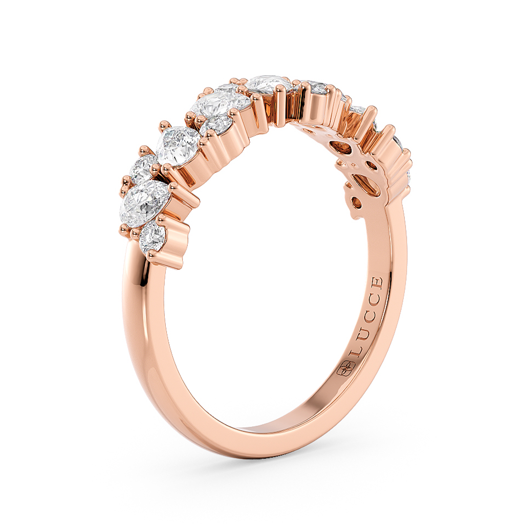 Load image into Gallery viewer, LUCCE Half LUCCE Half Eternity Alternating Pear and Round Diamond Ring in Gold or Platinum Pavé Diamond Ring in Gold or Platinum
