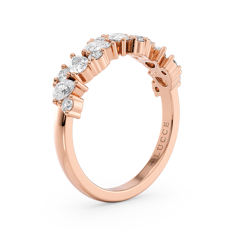Load image into Gallery viewer, LUCCE Half LUCCE Half Eternity Alternating Pear and Round Diamond Ring in Gold or Platinum Pavé Diamond Ring in Gold or Platinum
