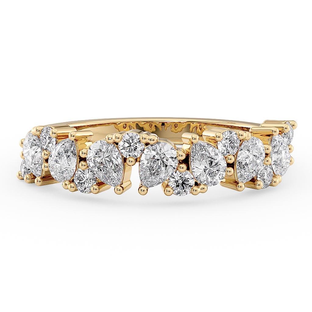 Load image into Gallery viewer, LUCCE Half Eternity Alternating Pear and Round Diamond Ring in Gold or Platinum
