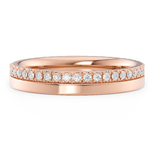 Load image into Gallery viewer, LUCCE Half Eternity Pave Two Textured Diamond Wedding Ring in Gold or Platinum
