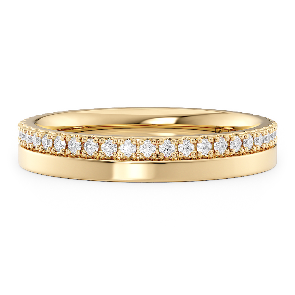 Load image into Gallery viewer, LUCCE Half Eternity Pave Two Textured Diamond Wedding Ring in Gold or Platinum
