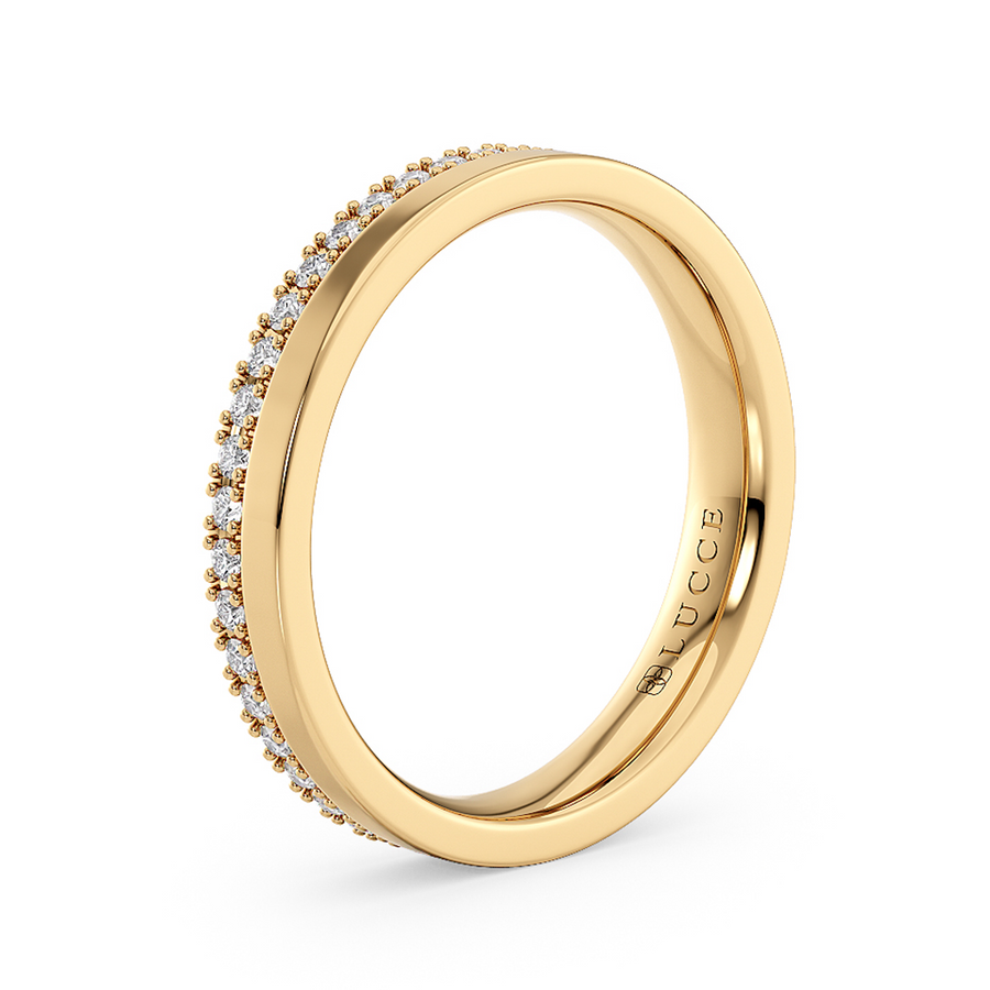 Load image into Gallery viewer, LUCCE Half Eternity Pave Two Textured Diamond Wedding Ring in Gold or Platinum
