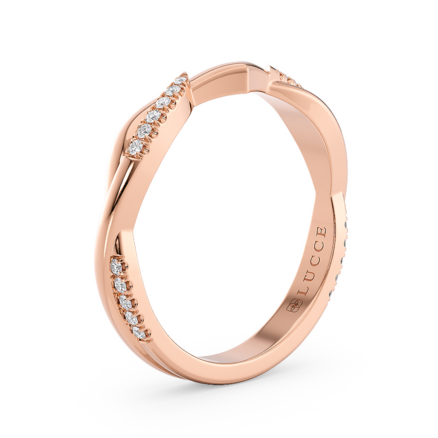 Load image into Gallery viewer, LUCCE Contoured Twisting Pave Diamond Wedding Ring in Gold or Platinum 
