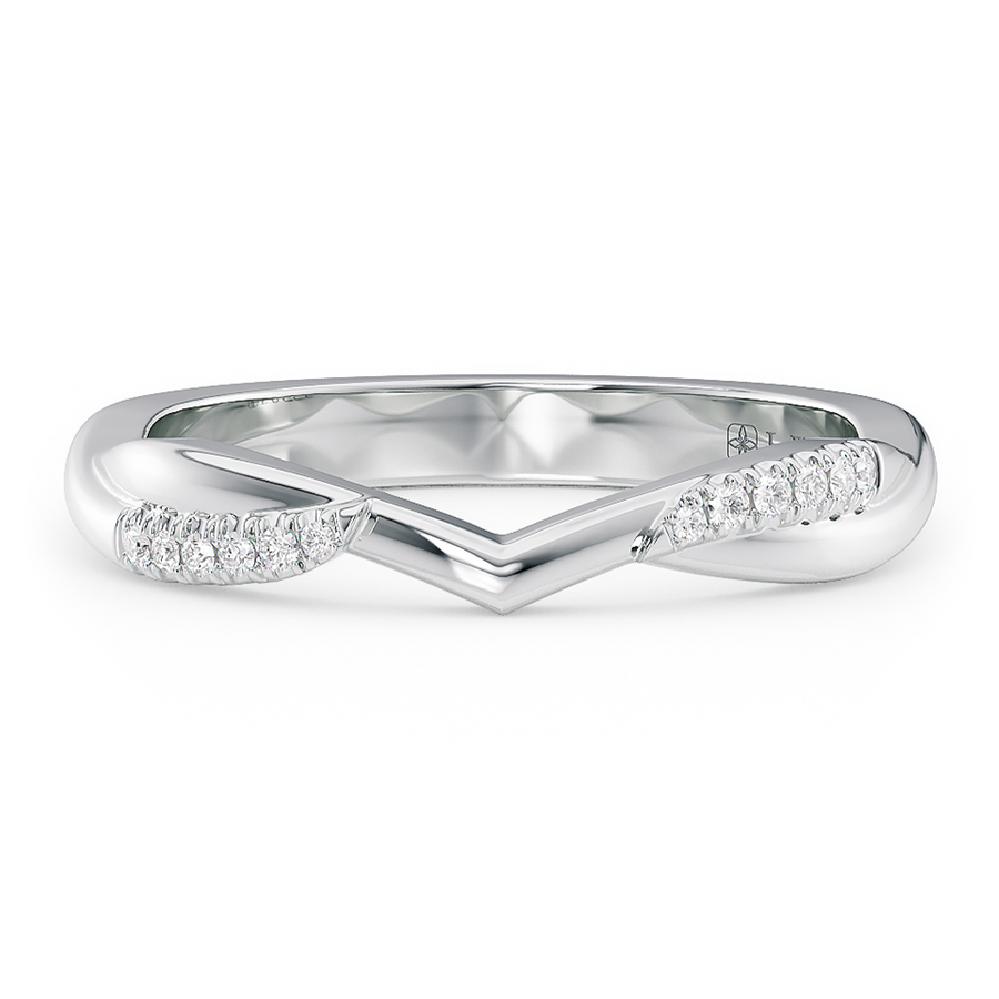 Load image into Gallery viewer, LUCCE Contoured Twisting Pave Diamond Wedding Ring in Gold or Platinum 
