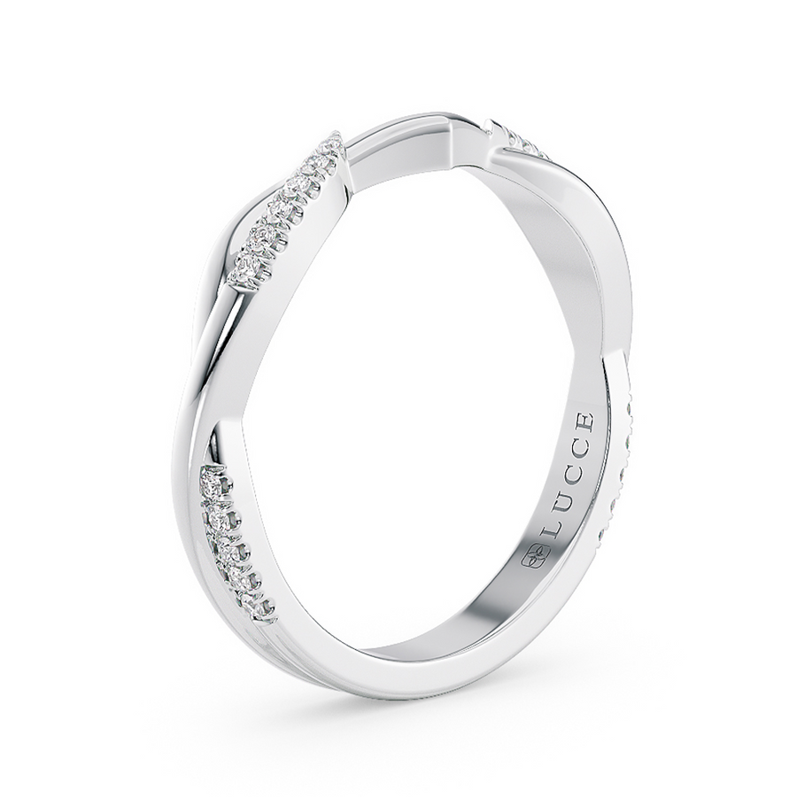 Load image into Gallery viewer, LUCCE Contoured Twisting Pave Diamond Wedding Ring in Gold or Platinum 
