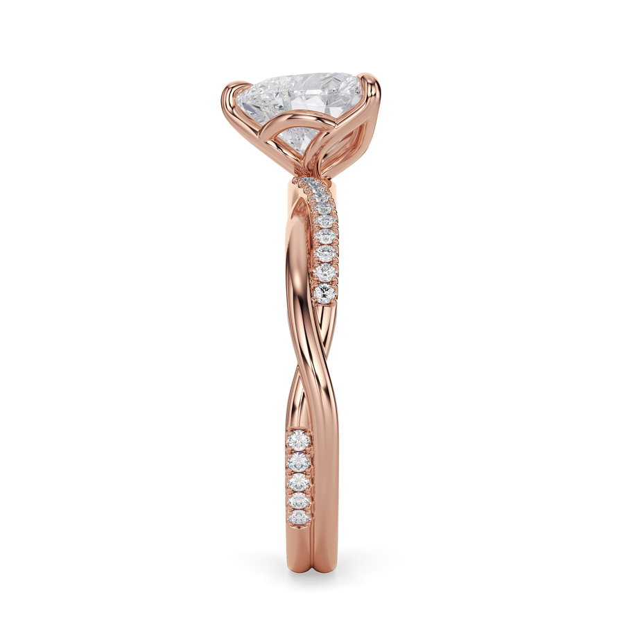 Load image into Gallery viewer, LUCCE Twisting Pavé Heart Diamond Engagement Ring with Petal Prongs in Gold or Platinum
