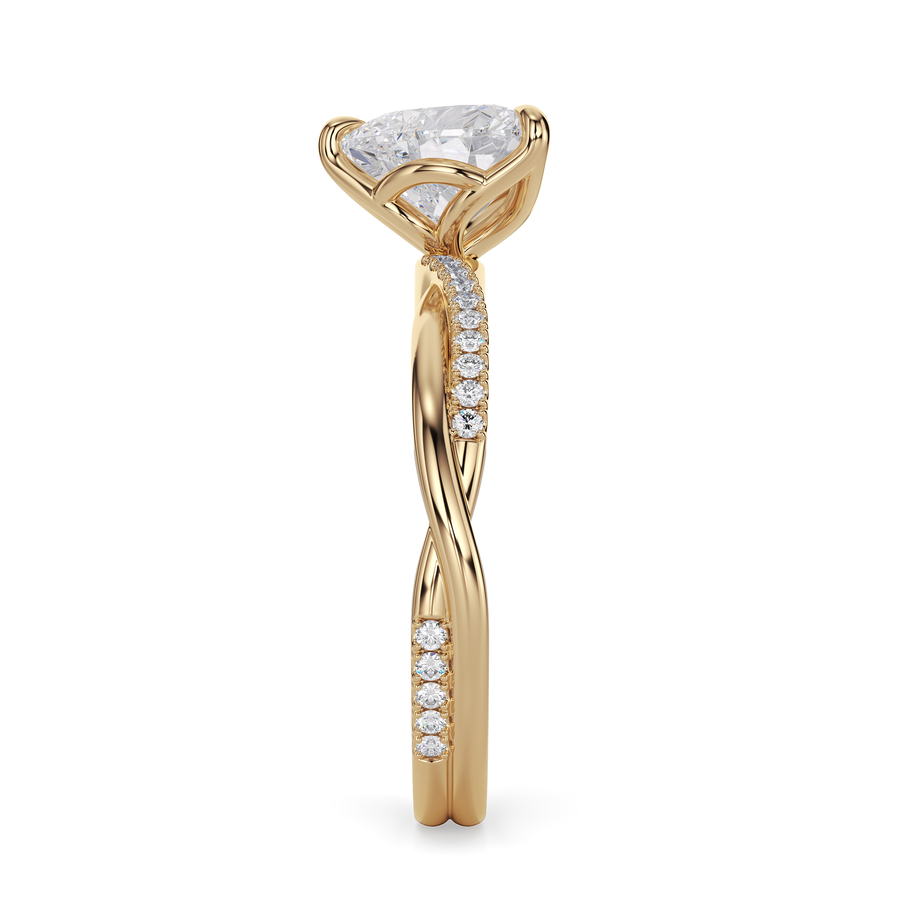 Load image into Gallery viewer, LUCCE Twisting Pavé Heart Diamond Engagement Ring with Petal Prongs in Gold or Platinum
