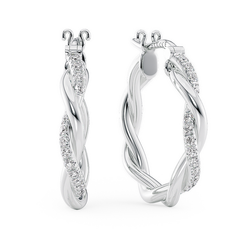 Lucce Fiore Hoop Earrings 0.30CTW Natural Diamond Platinum